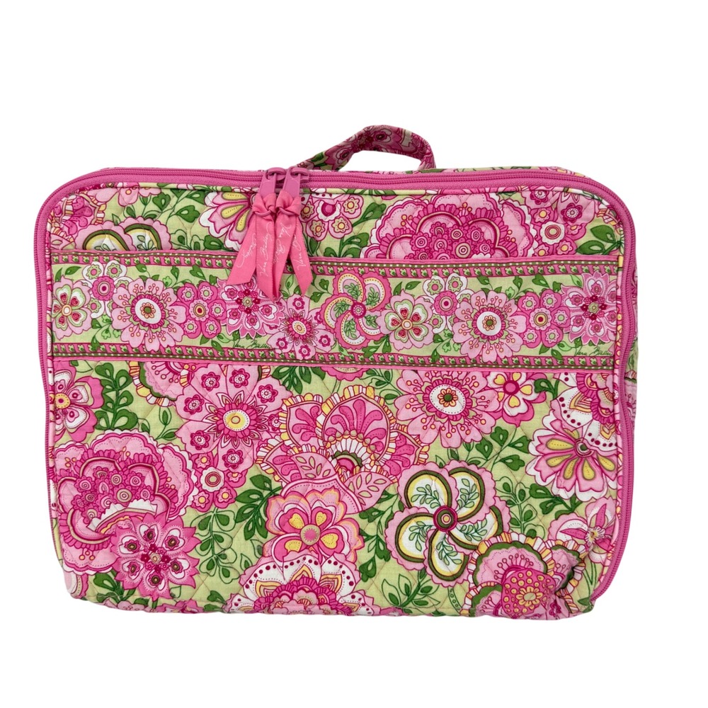 Vera Bradley Cosmetic Travel Bag Organizer Priscilla Pink Floral Quilted Large
